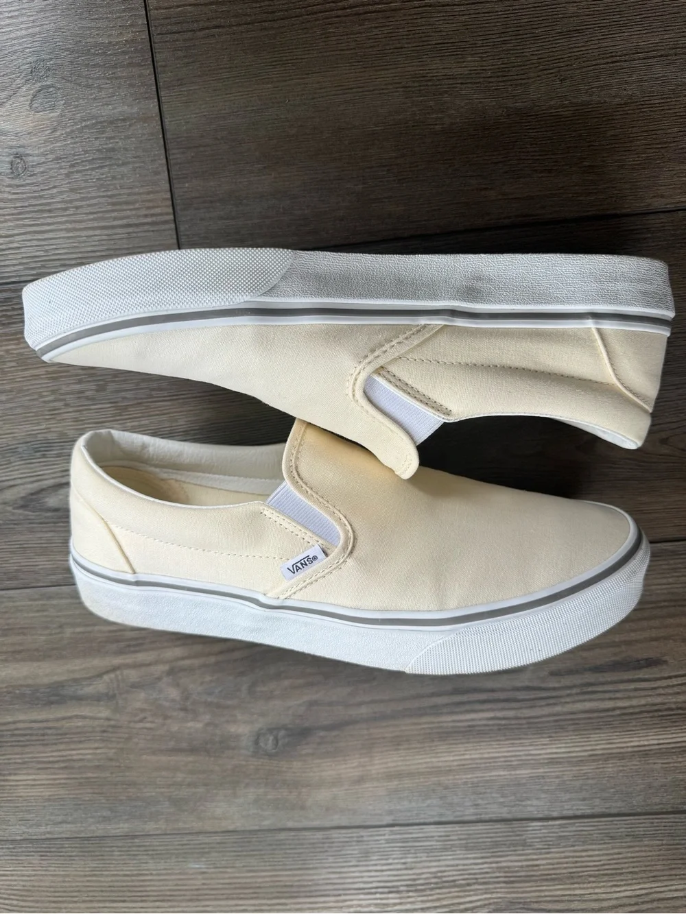 Vans Slip-On Canvas Sneakers in Cream